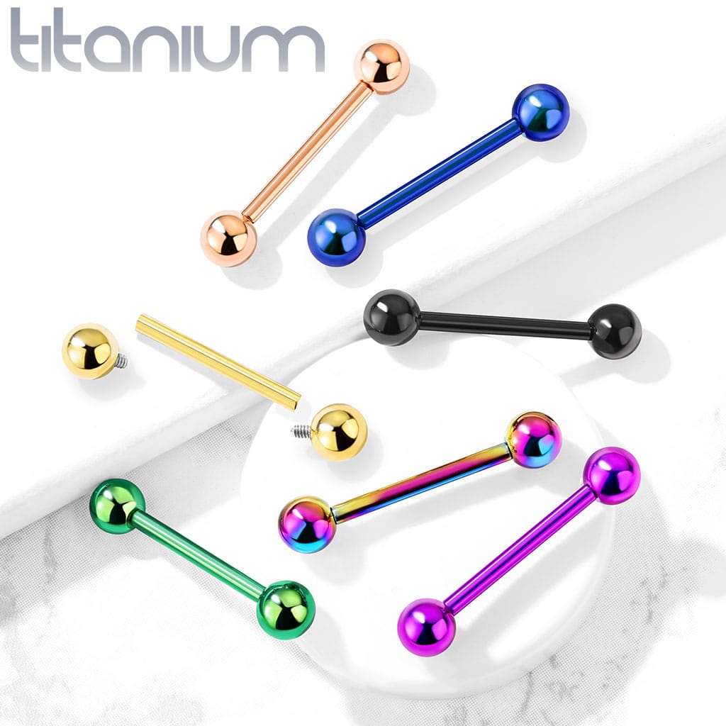Barbell Color Titanium - Keepsake Custom Tattoo Jewelry