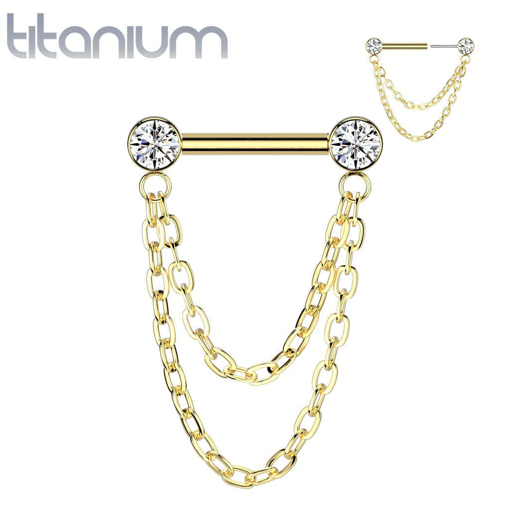Barbell Gem Chain Titanium1 - Keepsake Custom Tattoo Jewelry