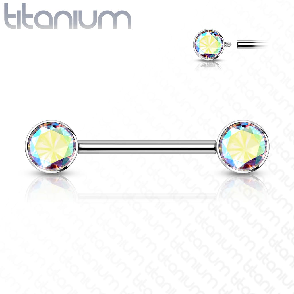 Barbell Nipple Gem Titanium1 - Keepsake Custom Tattoo Jewelry