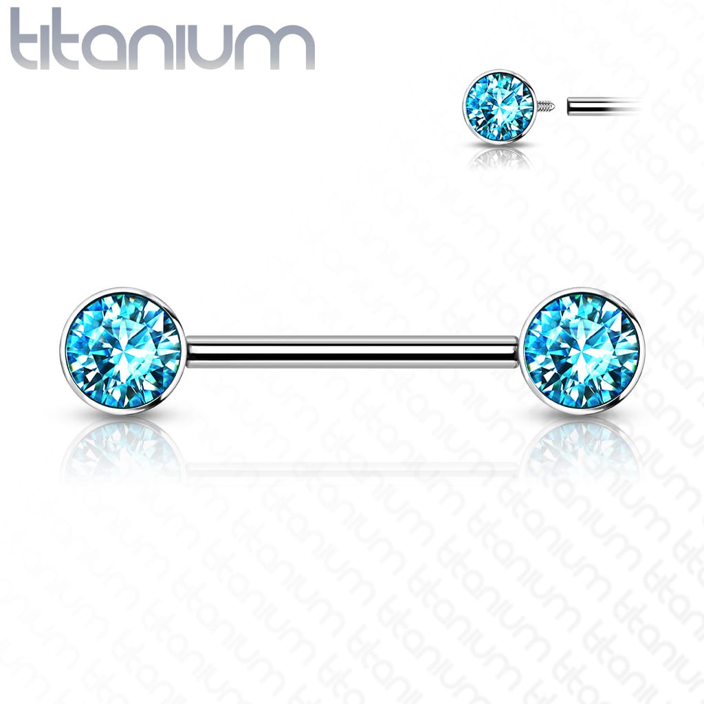 Barbell Nipple Gem Titanium4 - Keepsake Custom Tattoo Jewelry