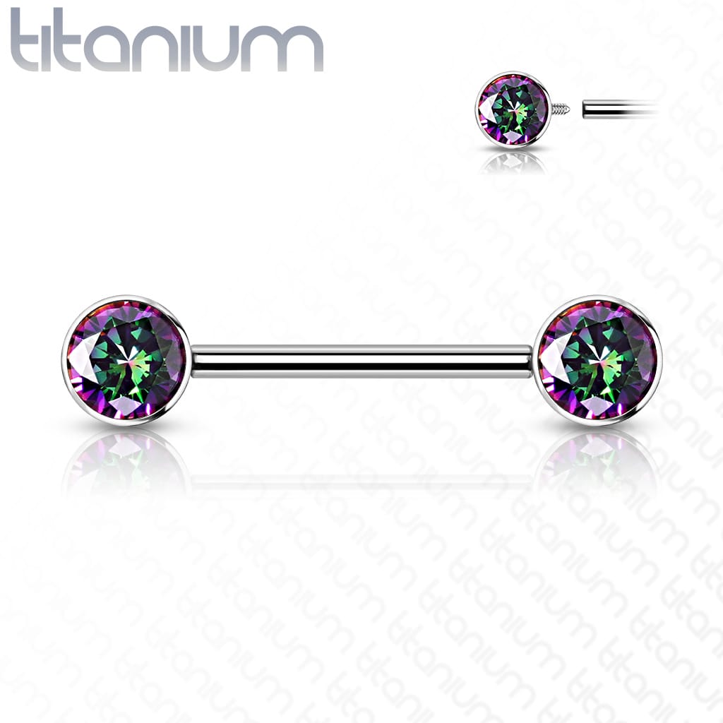 Barbell Nipple Gem Titanium5 - Keepsake Custom Tattoo Jewelry