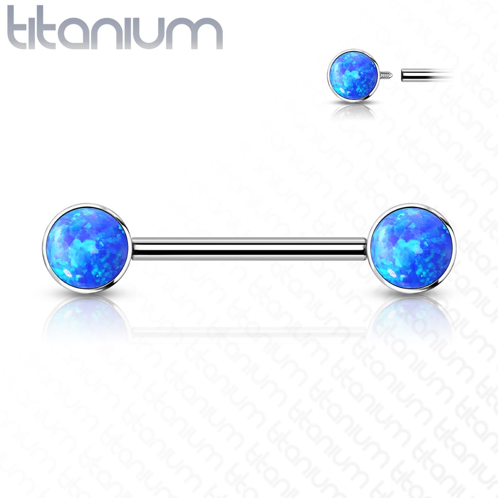Barbell Nipple Opal Titanium1 - Keepsake Custom Tattoo Jewelry