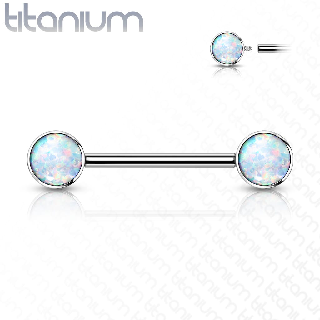 Barbell Nipple Opal Titanium3 - Keepsake Custom Tattoo Jewelry