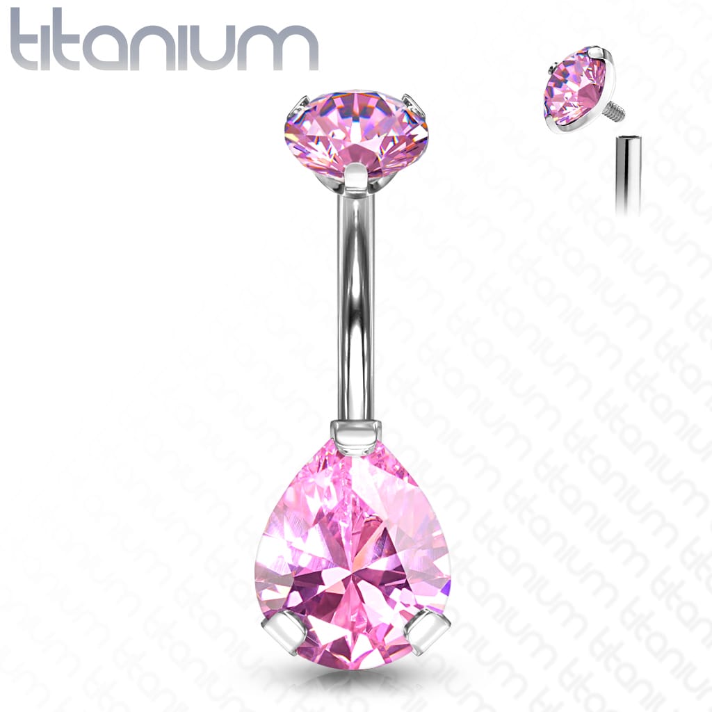 Belly Gem Prong Titanium