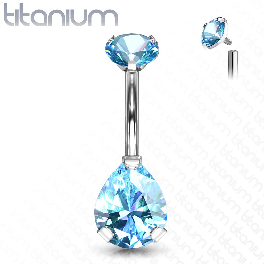 Belly Gem Prong Titanium