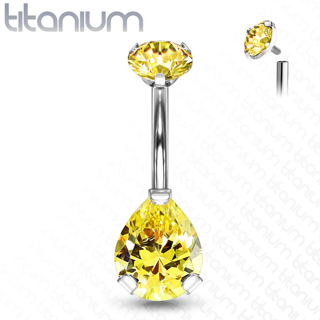 Belly Gem Prong Titanium