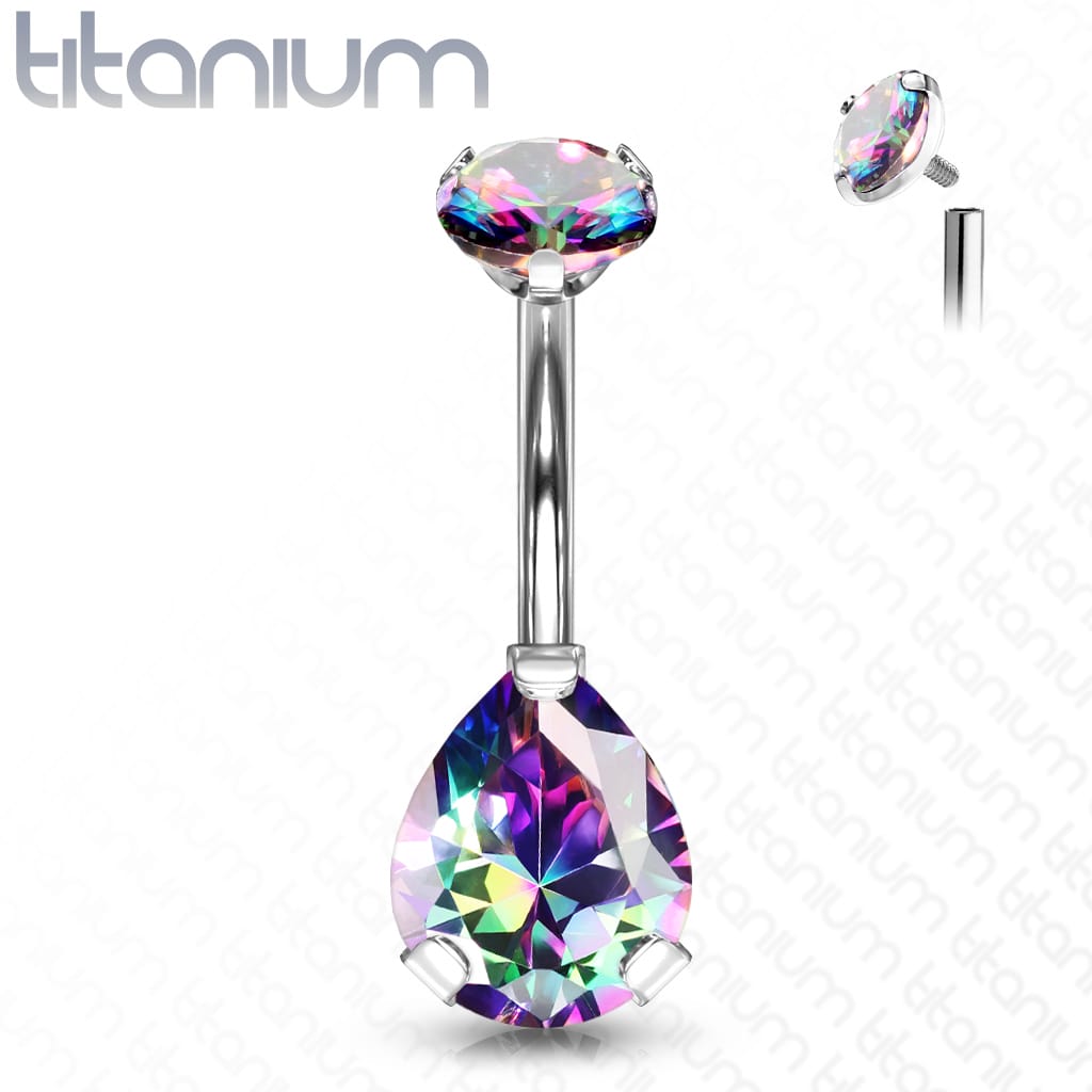 Belly Gem Prong Titanium