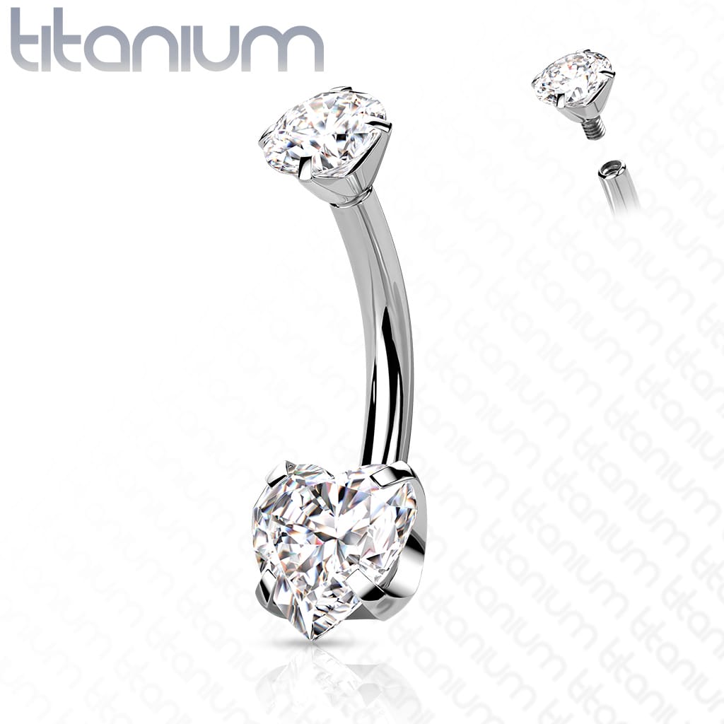 Belly Heart Prong Titanium