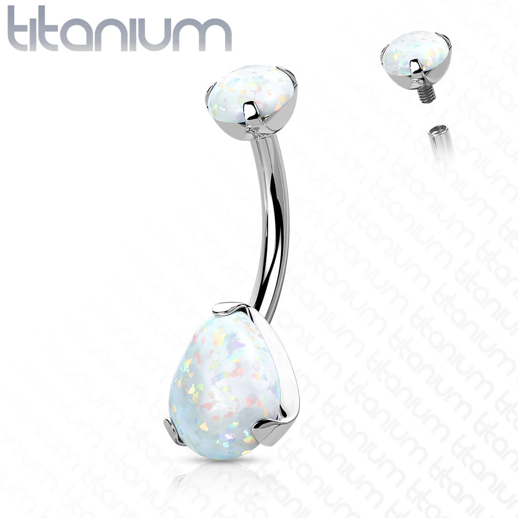 Belly Opal Prong Titanium