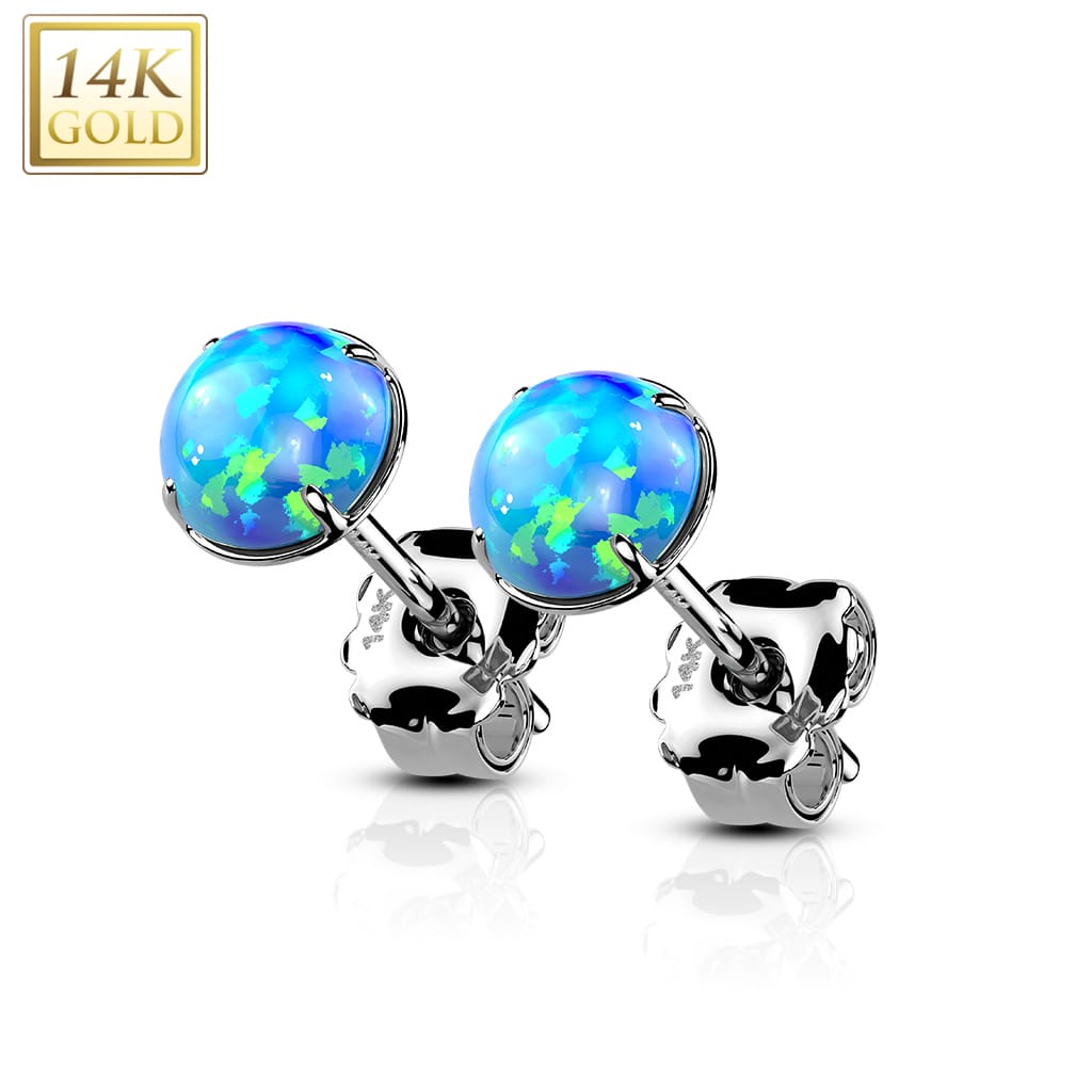 Ear Studs Prong Opal Gold1