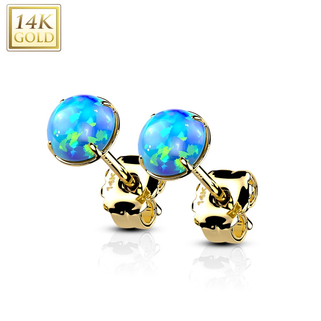 Ear Studs Prong Opal Gold2