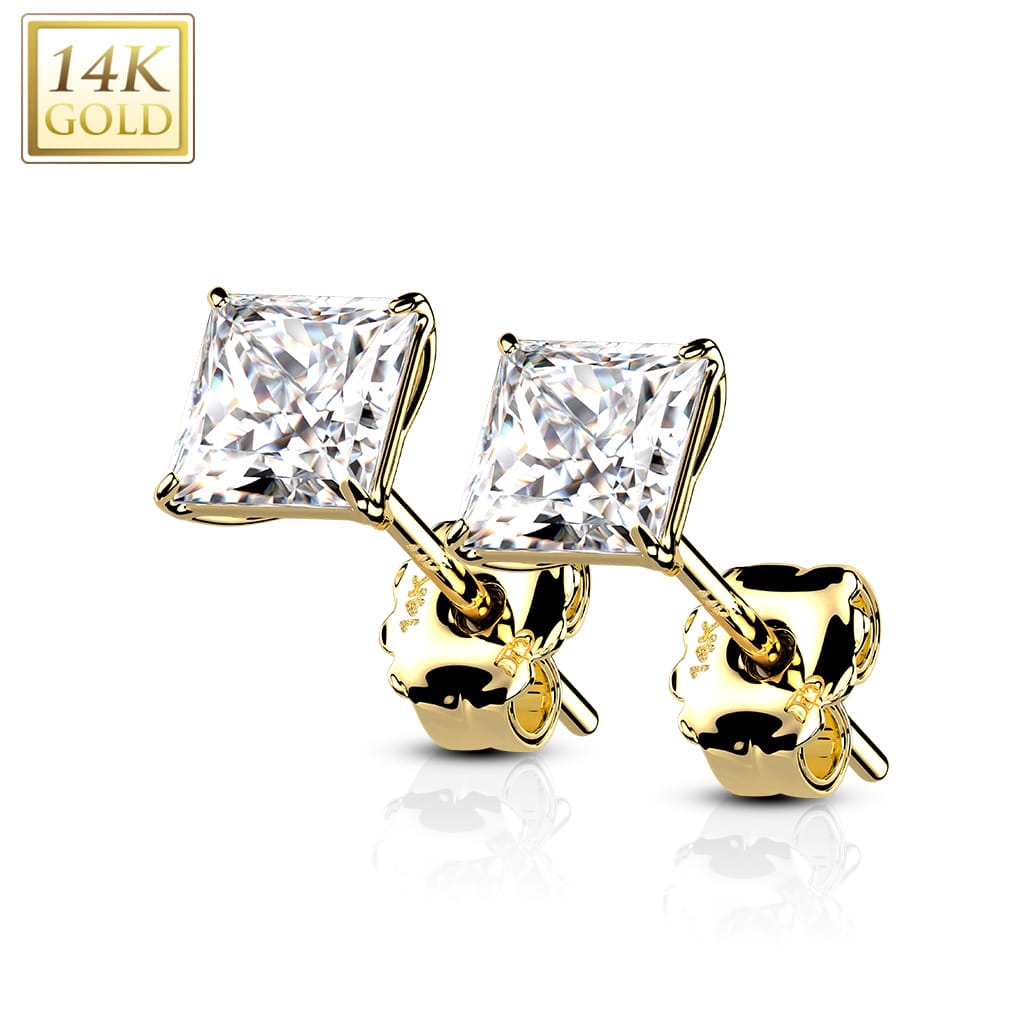 Ear Studs Square Gold1