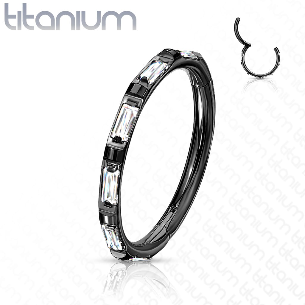Hoop Baguette Gems Titanium3