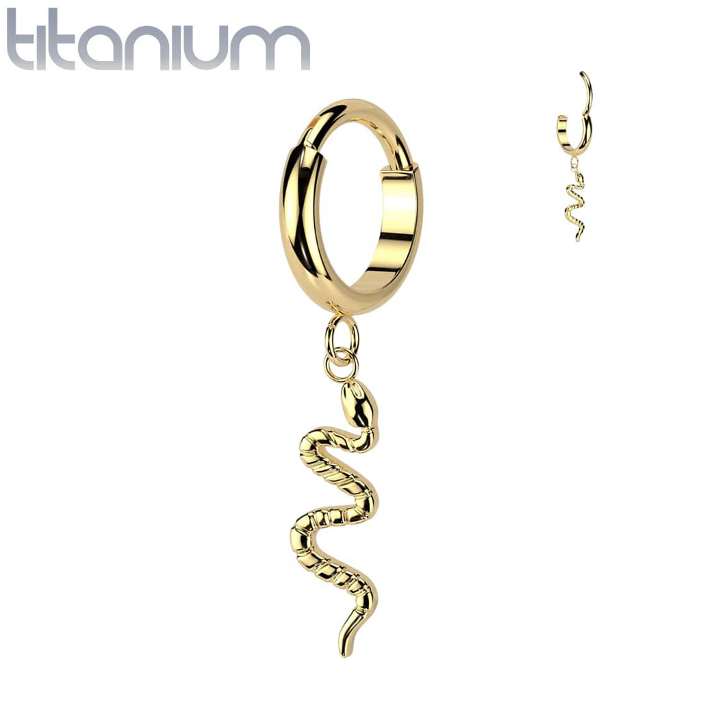 Hoop Dangle Snake Basic Titanium1