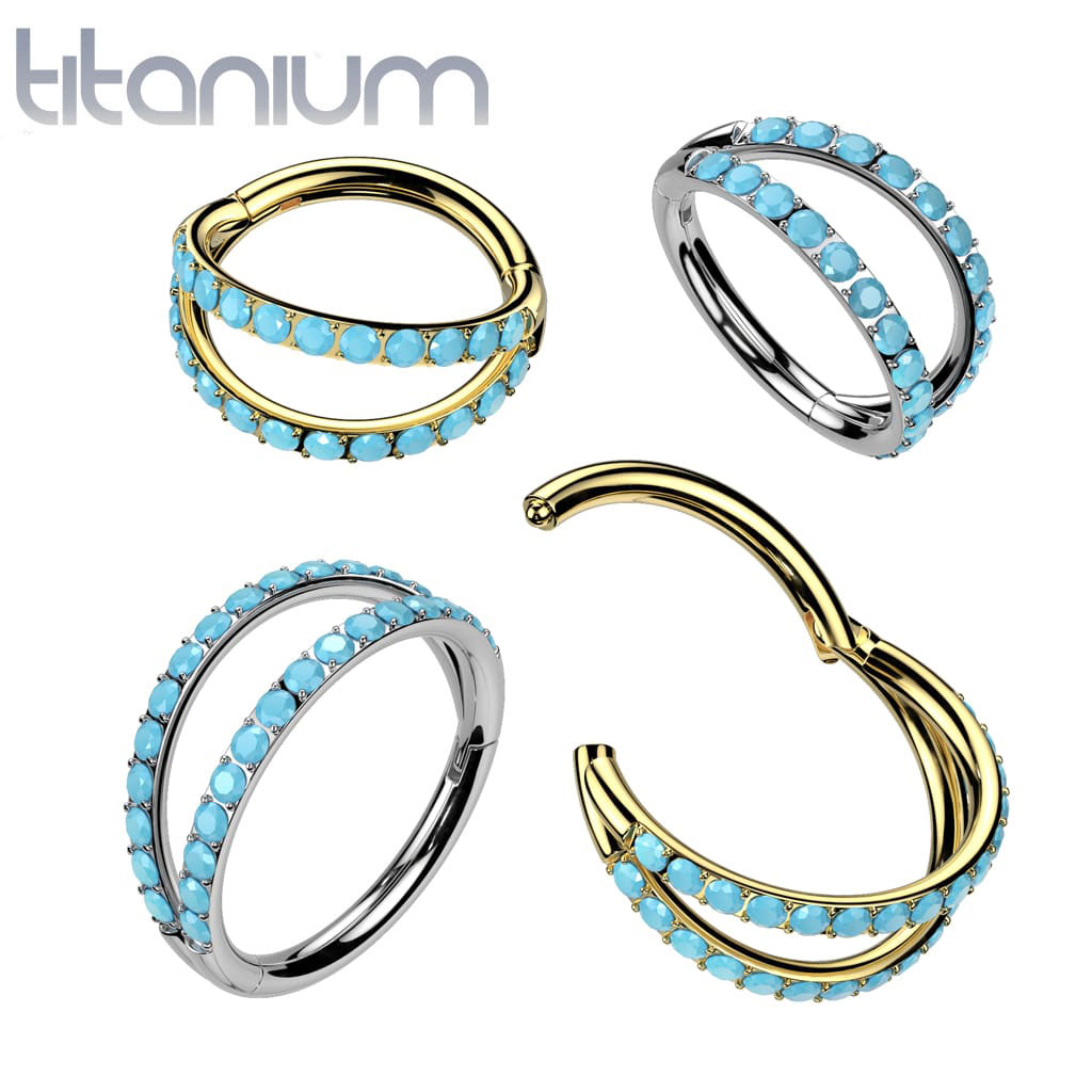 Hoop Double Spread Blue Pearl Titanium