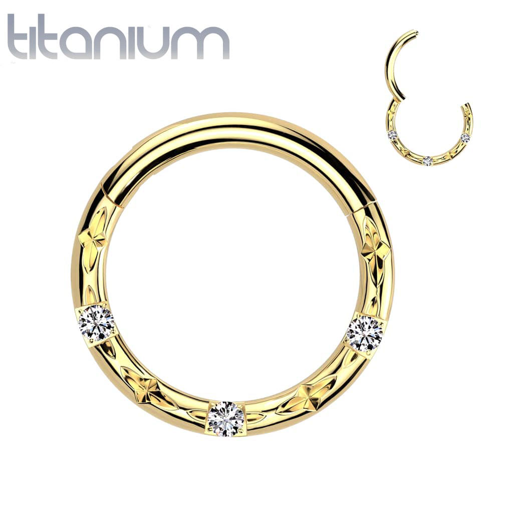 Hoop Engraved Gem Titanium1