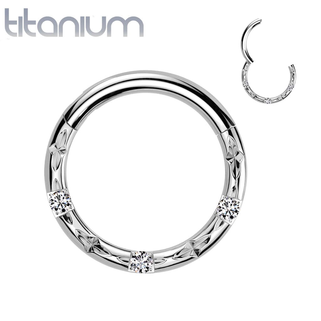 Hoop Engraved Gem Titanium2
