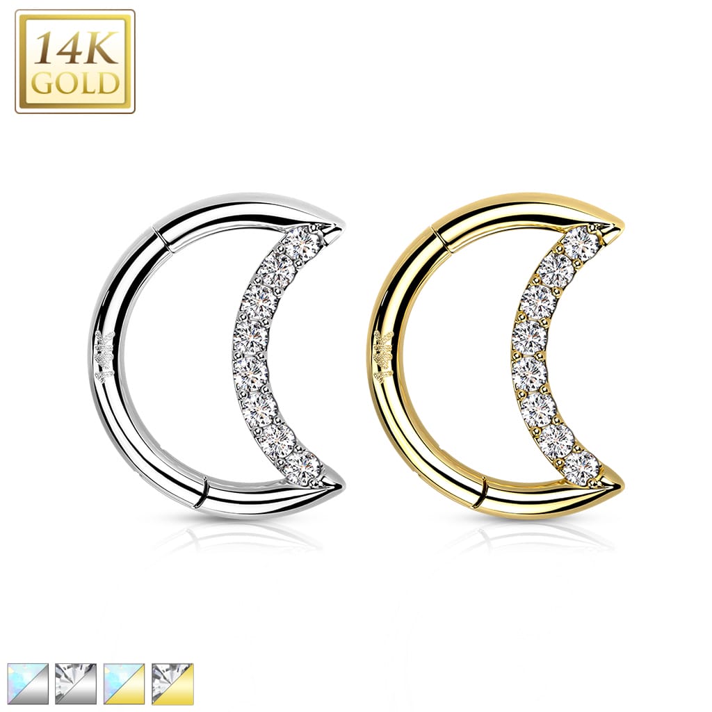 Hoop Moon Cz Gold