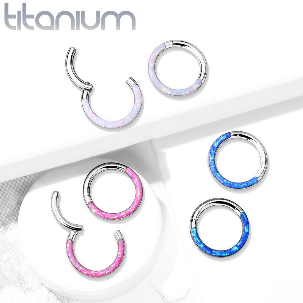 Hoop Opal Top Clicker Titanium
