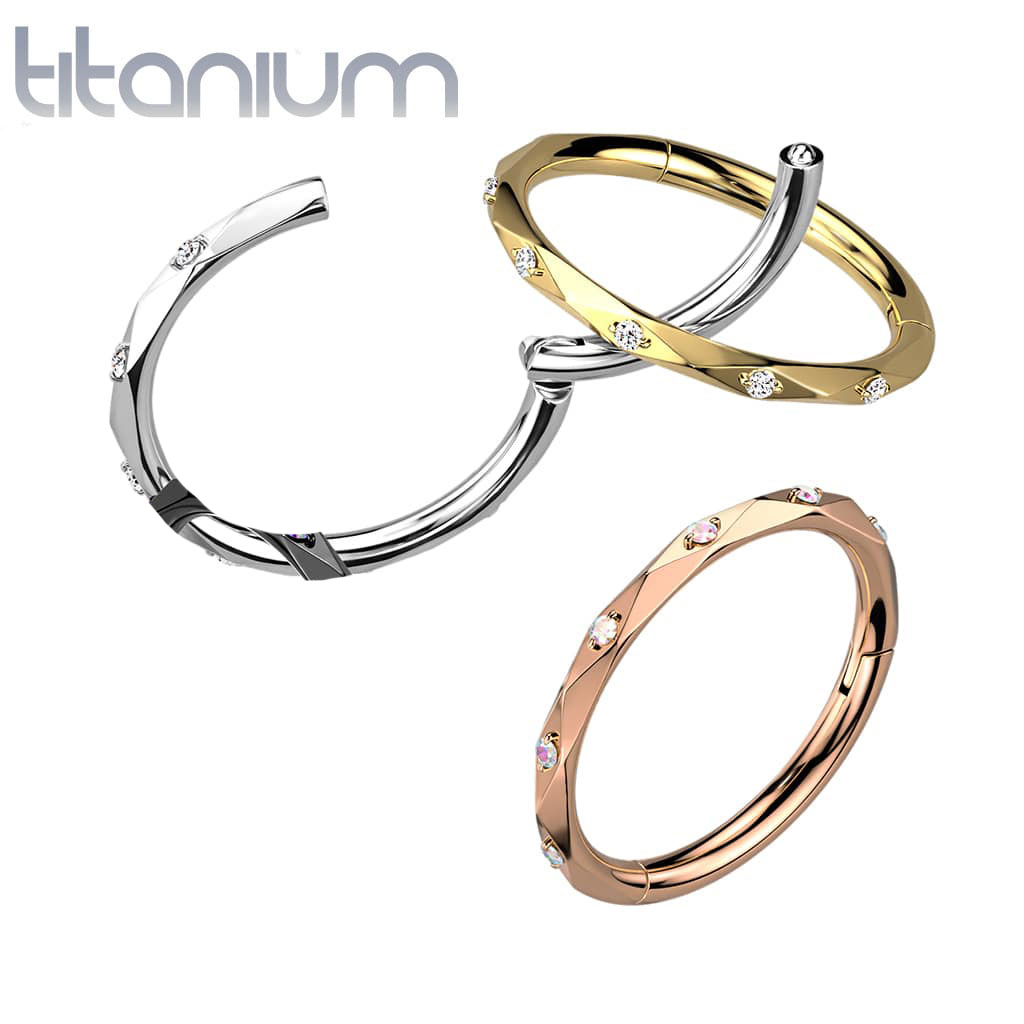 Hoop Smooth Cut Gem Titanium