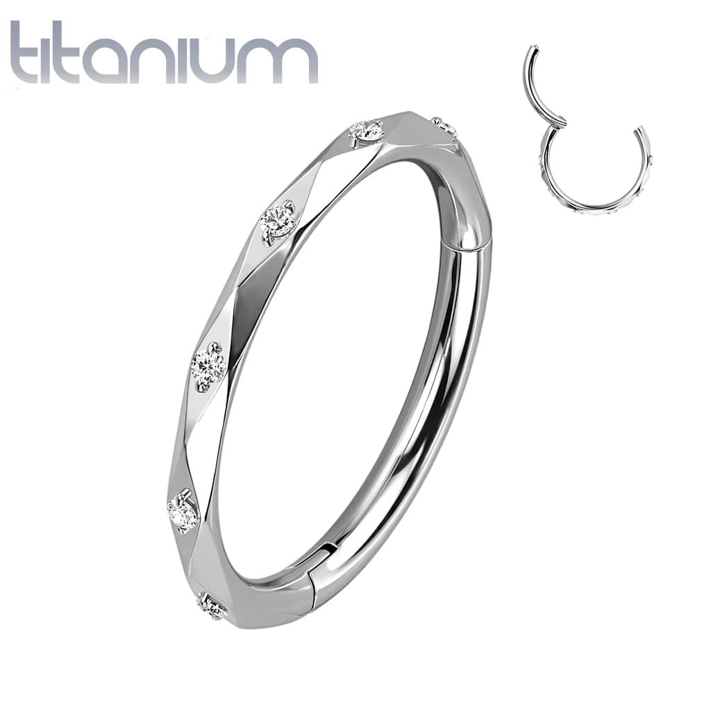Hoop Smooth Cut Gem Titanium3