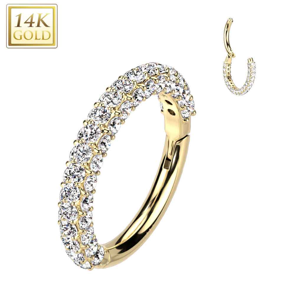 Hoop Triple Paved Gold1