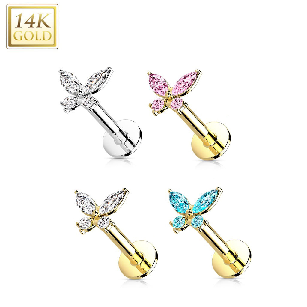 Labret Butterfly Gem Gold