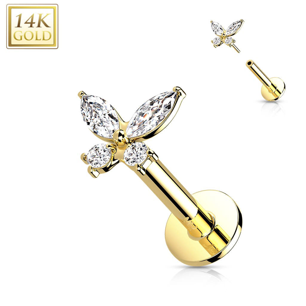 Labret Butterfly Gem Gold1