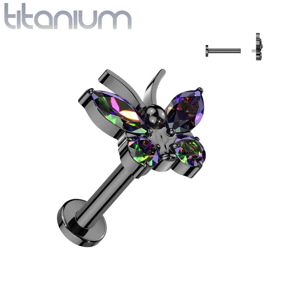 Labret Butterfly Gem Titanium3