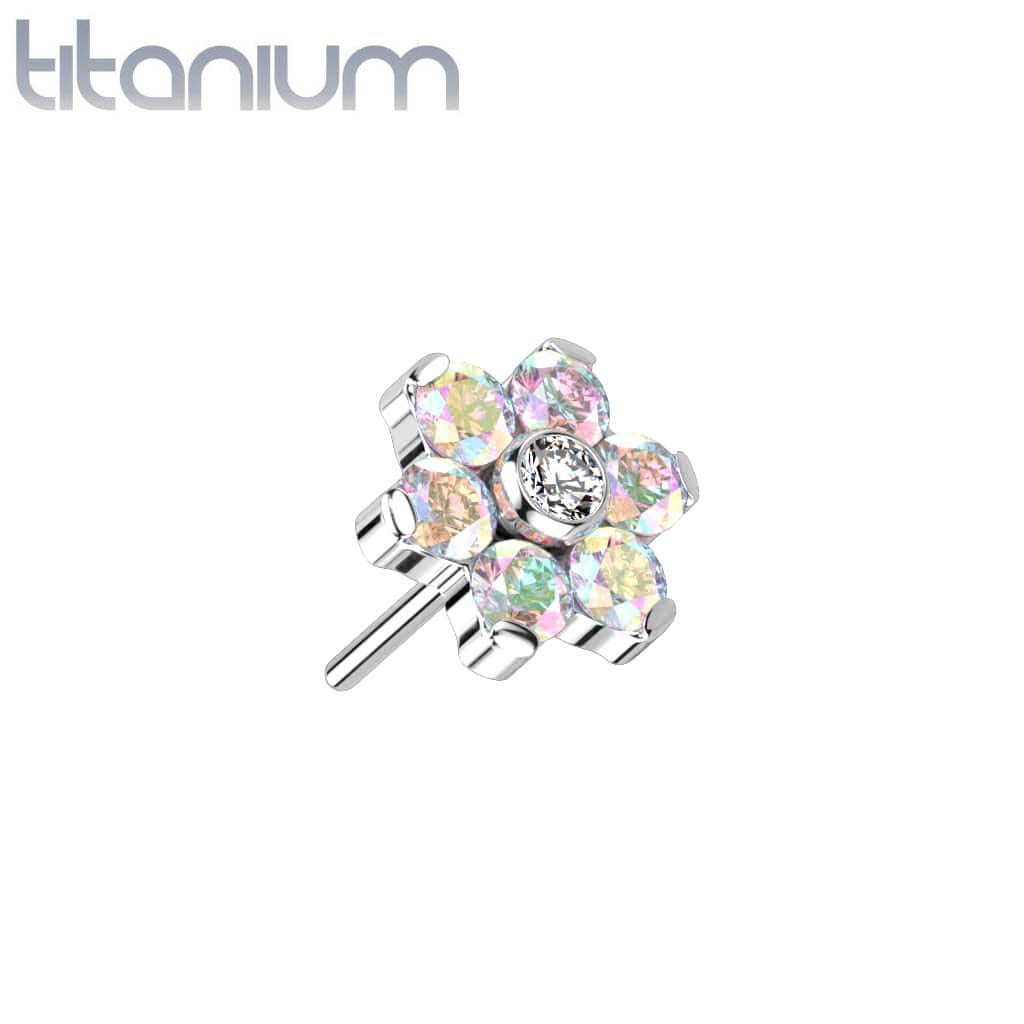 Labret Flower Gem Titanium1