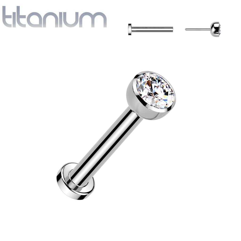 Labret Gem Bezel Push Titanium2
