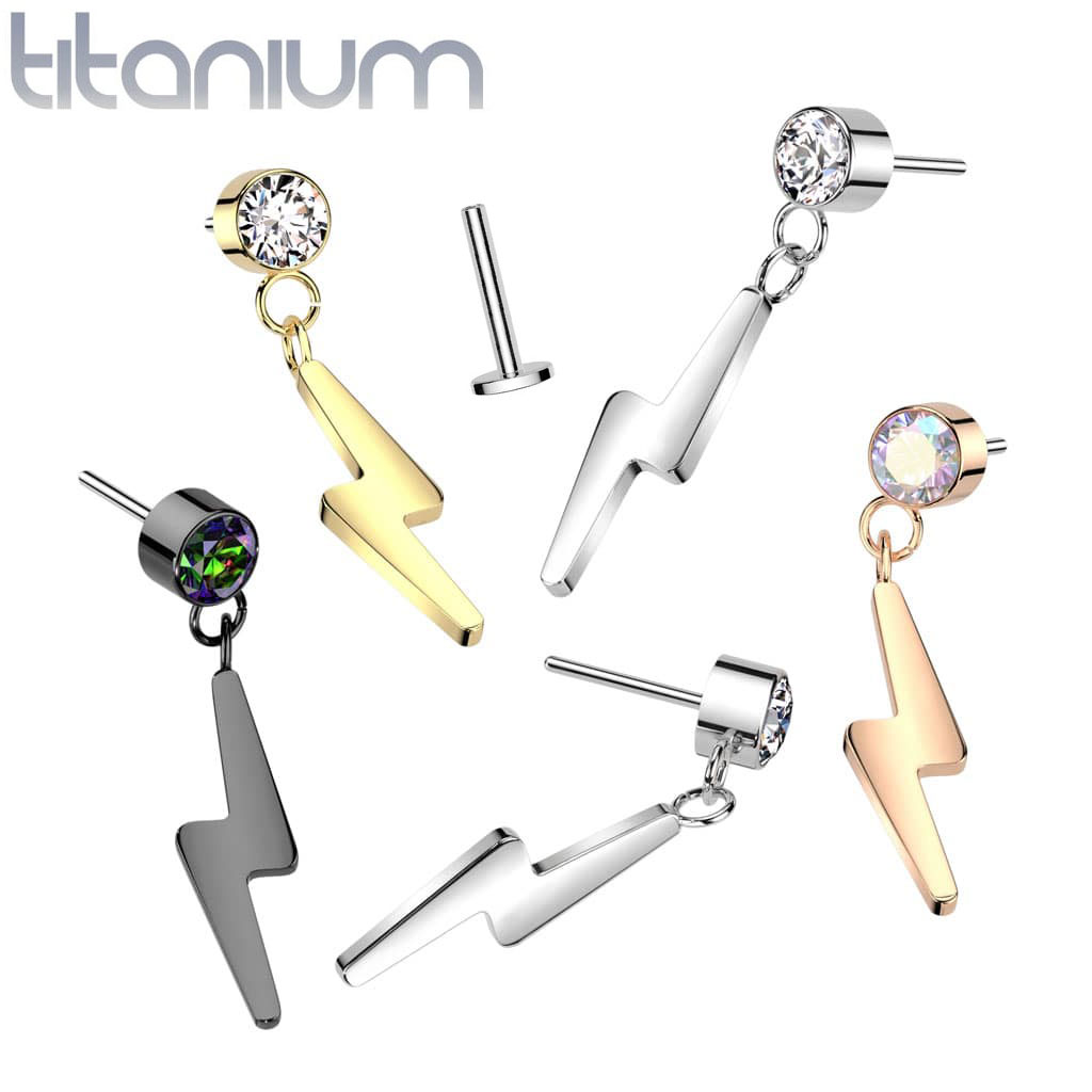Labret Gem Dangle Bolt Titanium