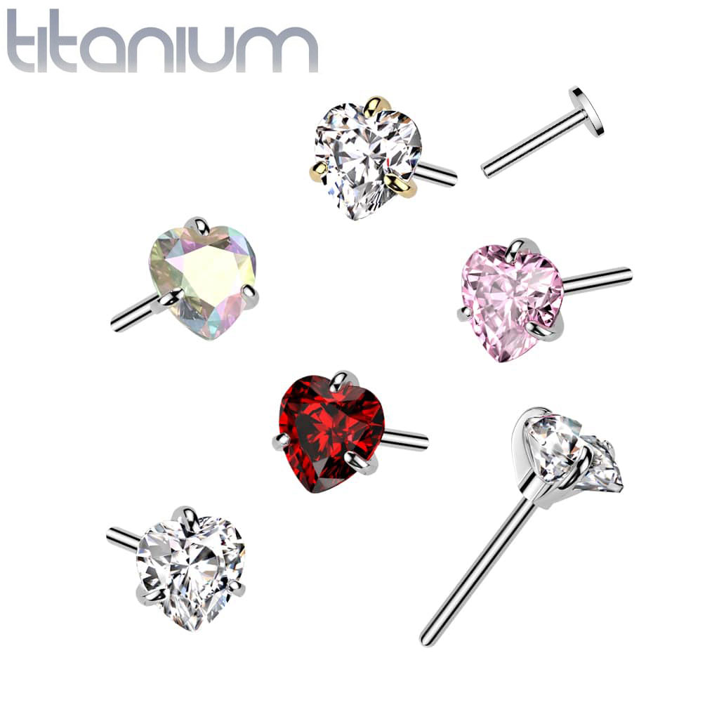 Labret Gem Heart Titanium