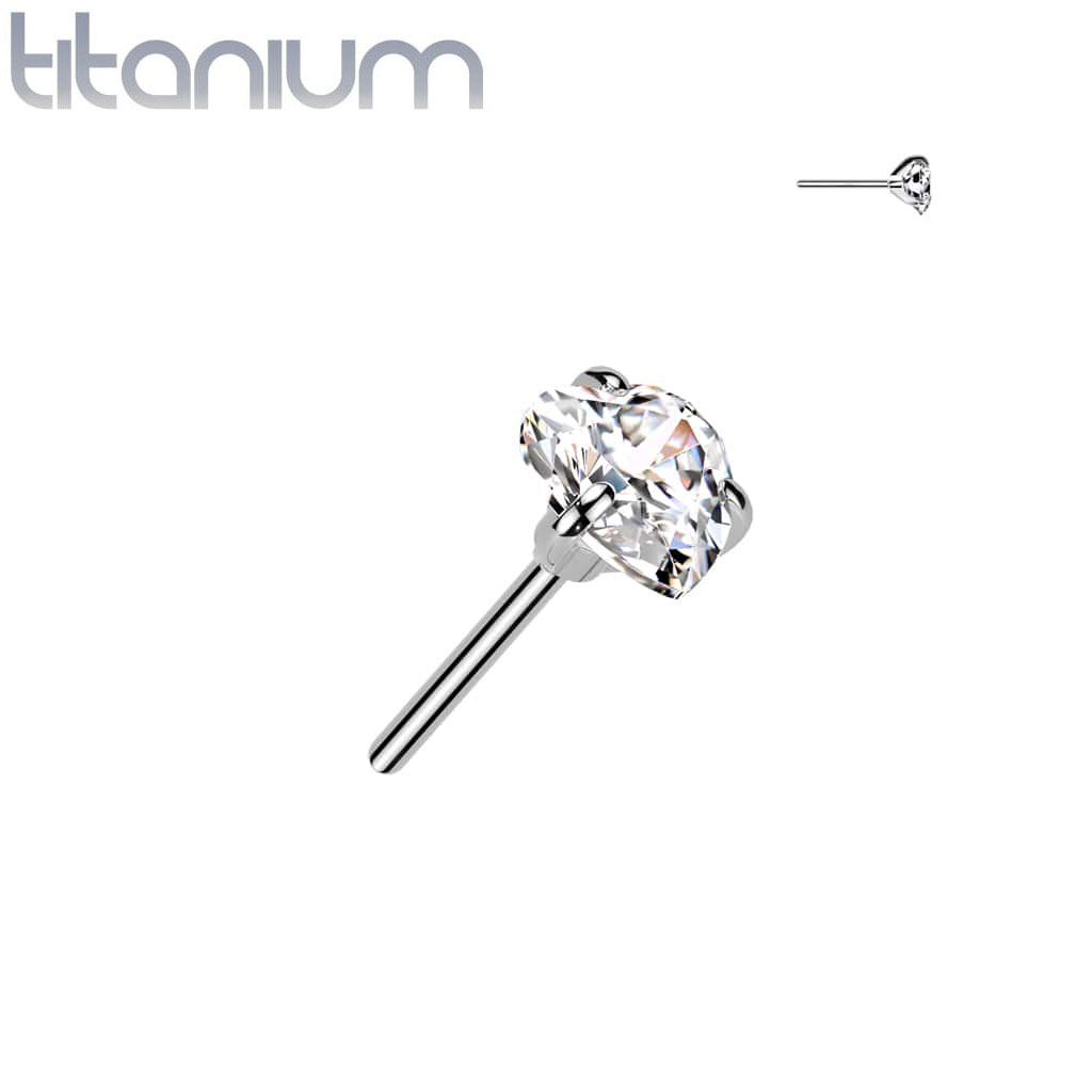 Labret Gem Heart Titanium2