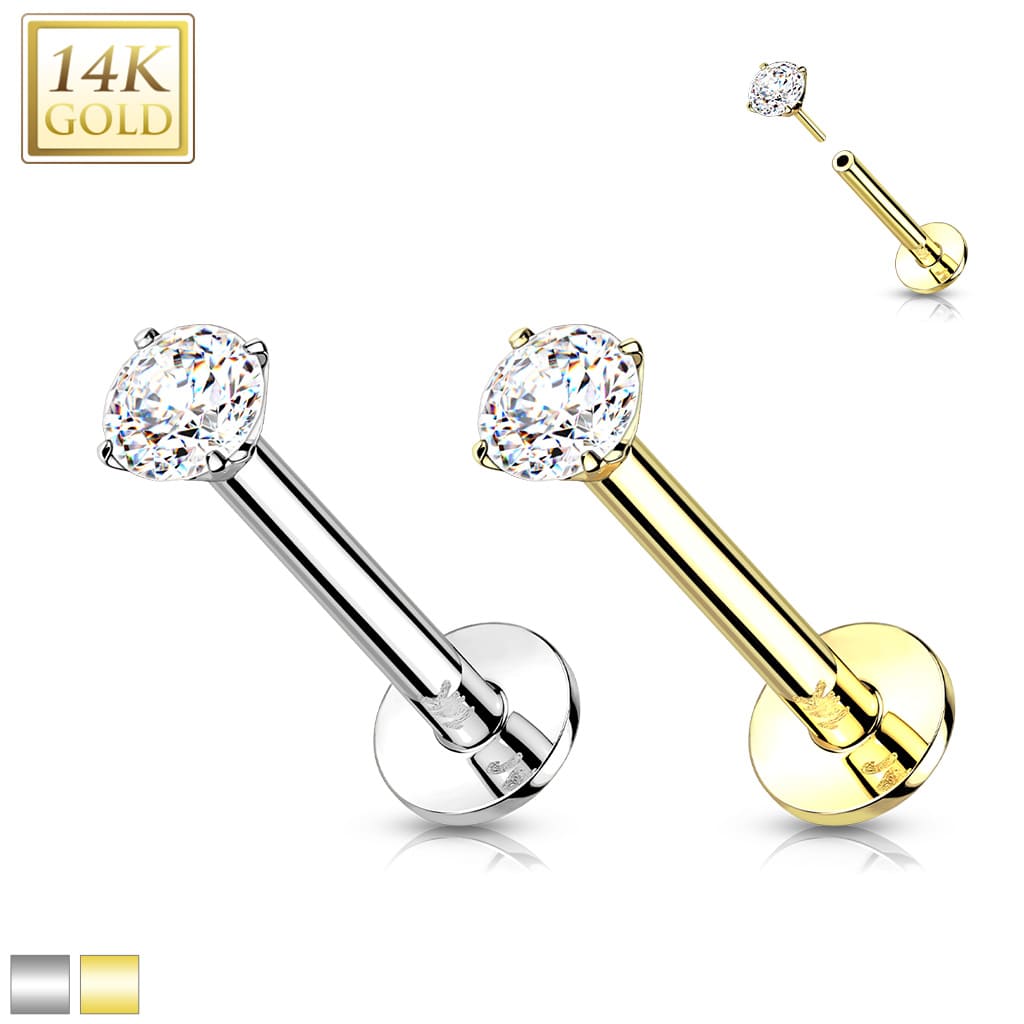 Labret Gem Prong Gold