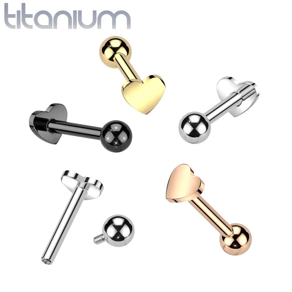 Labret Heart Bead Titanium
