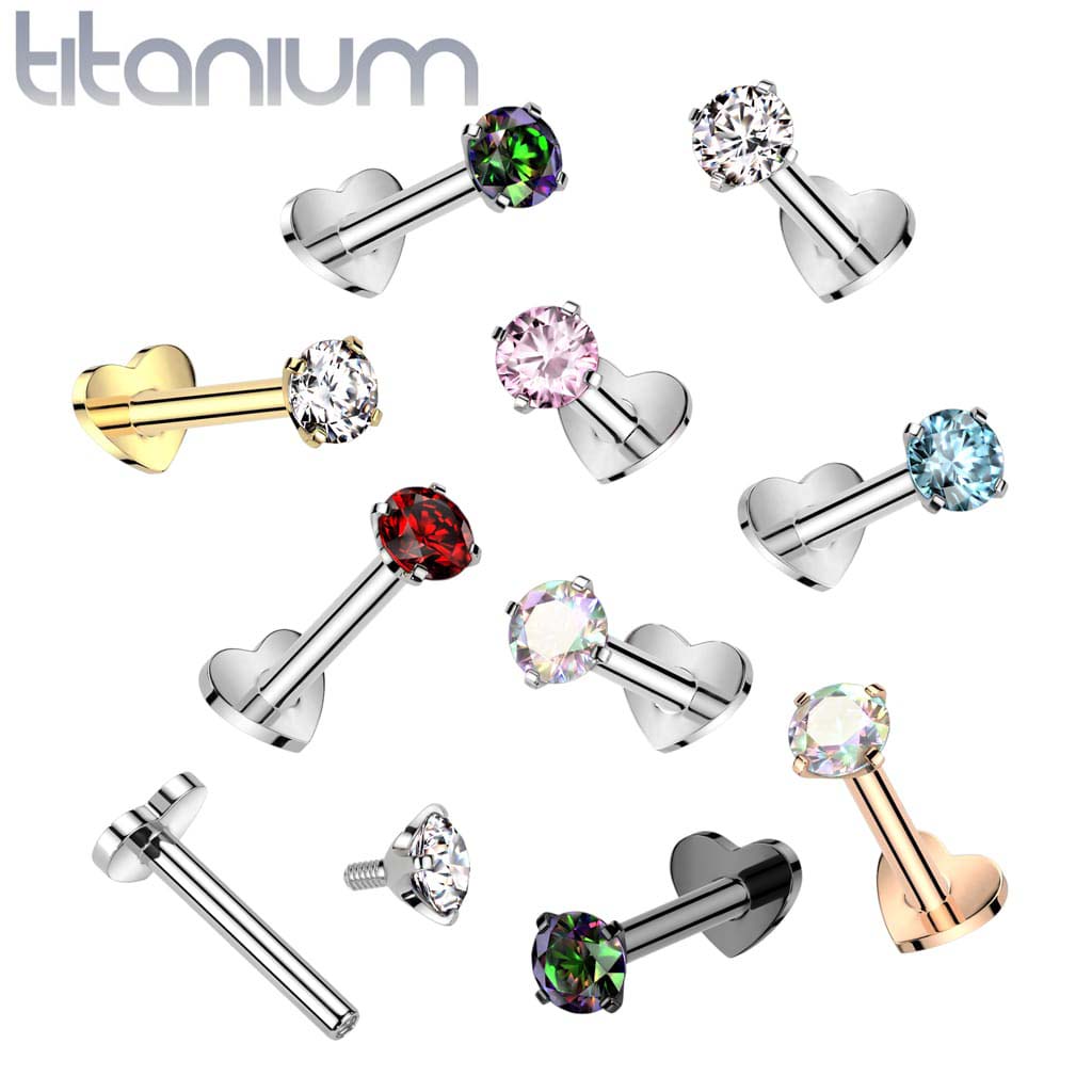 Labret Heart Gems Colored Titanium