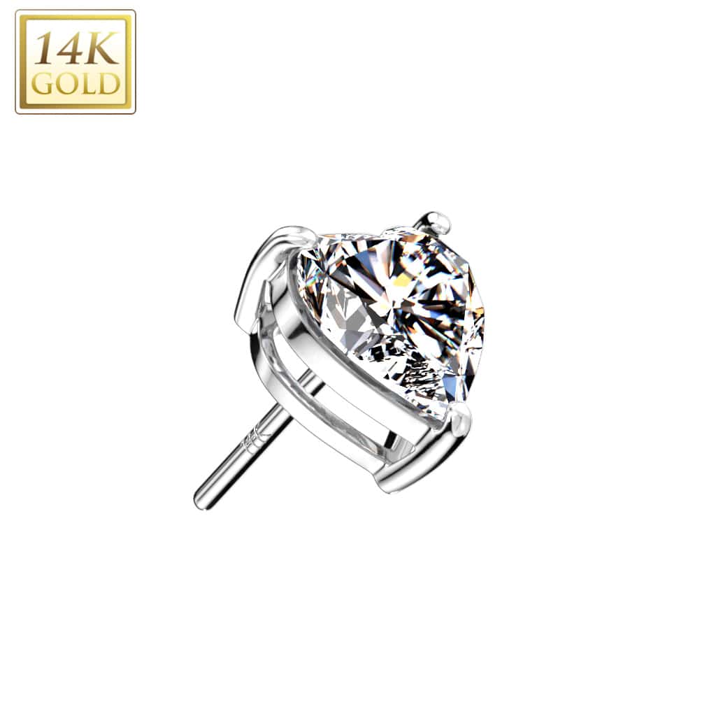 Labret Heart Prong Gold2