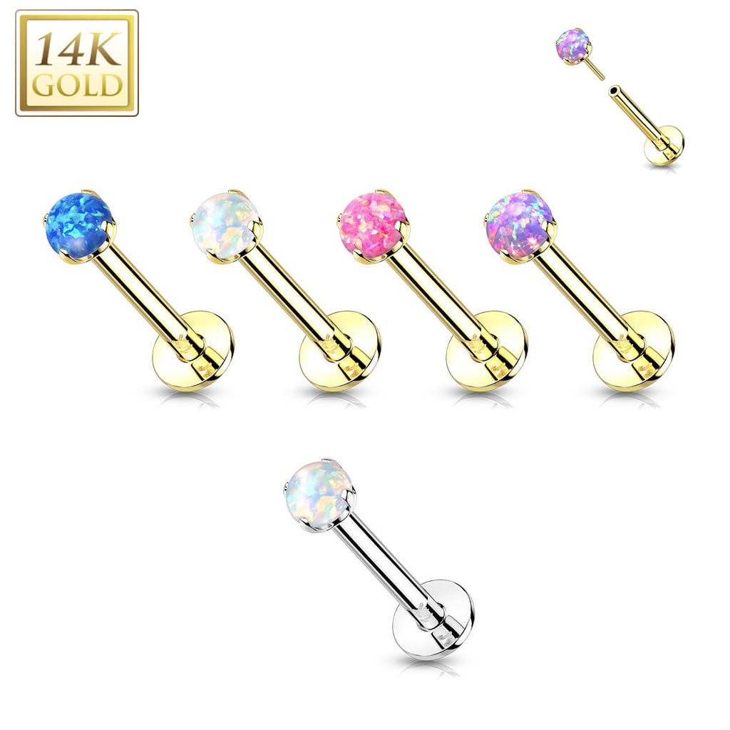 Labret Opal Prong Gold