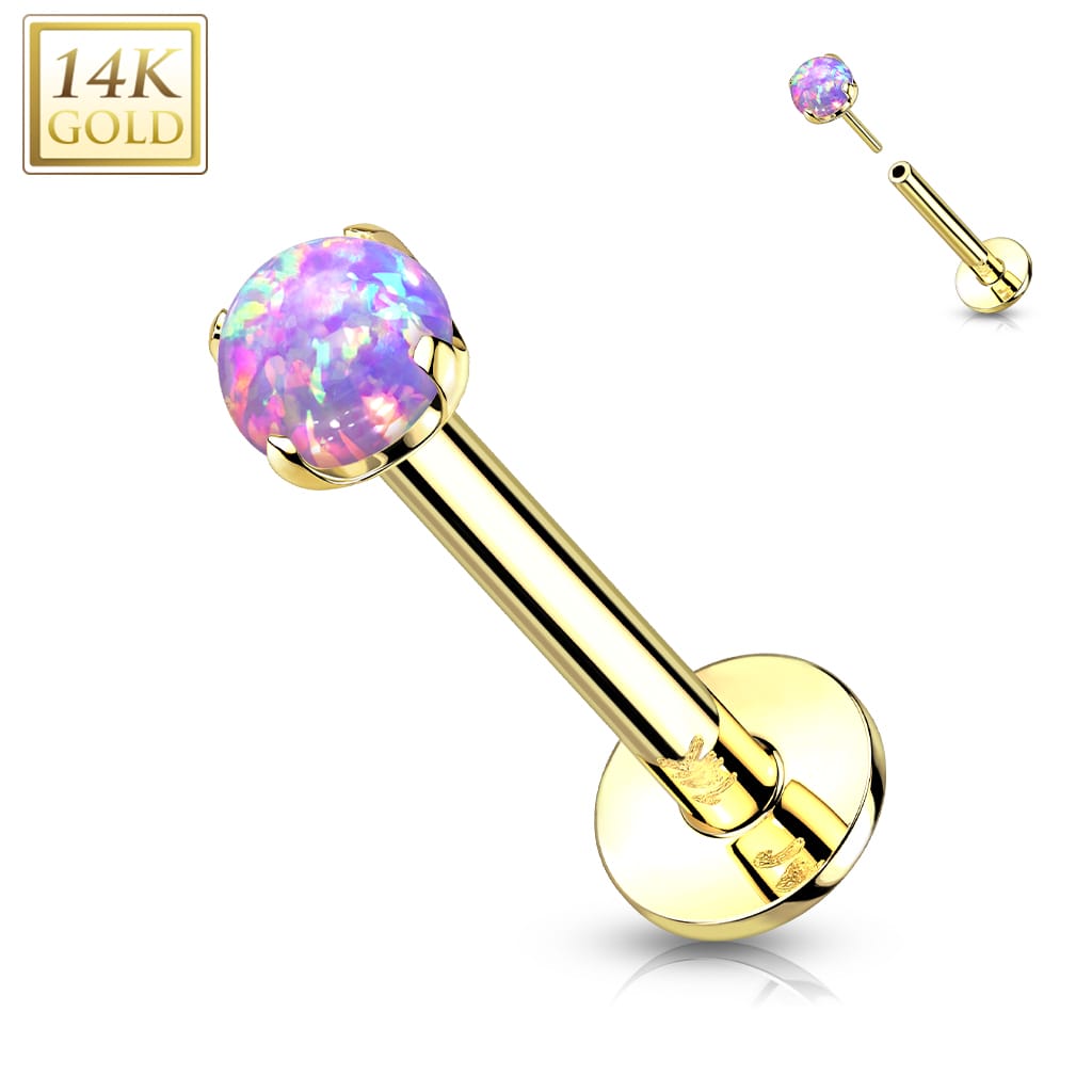 Labret Opal Prong Gold1