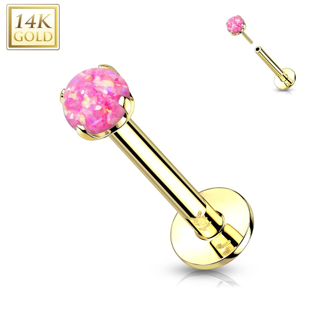 Labret Opal Prong Gold2