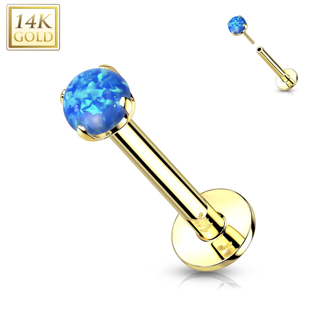 Labret Opal Prong Gold4