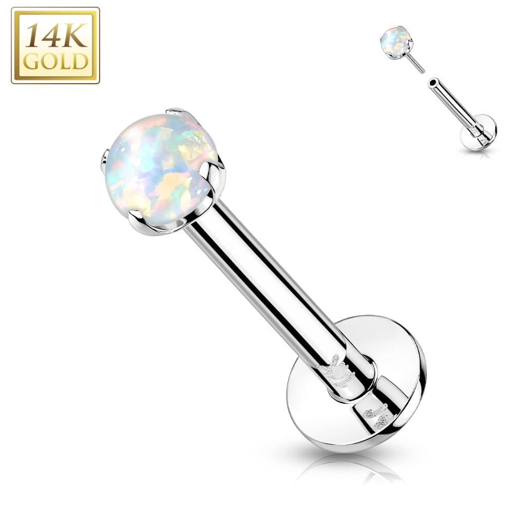 Labret Opal Prong Gold7