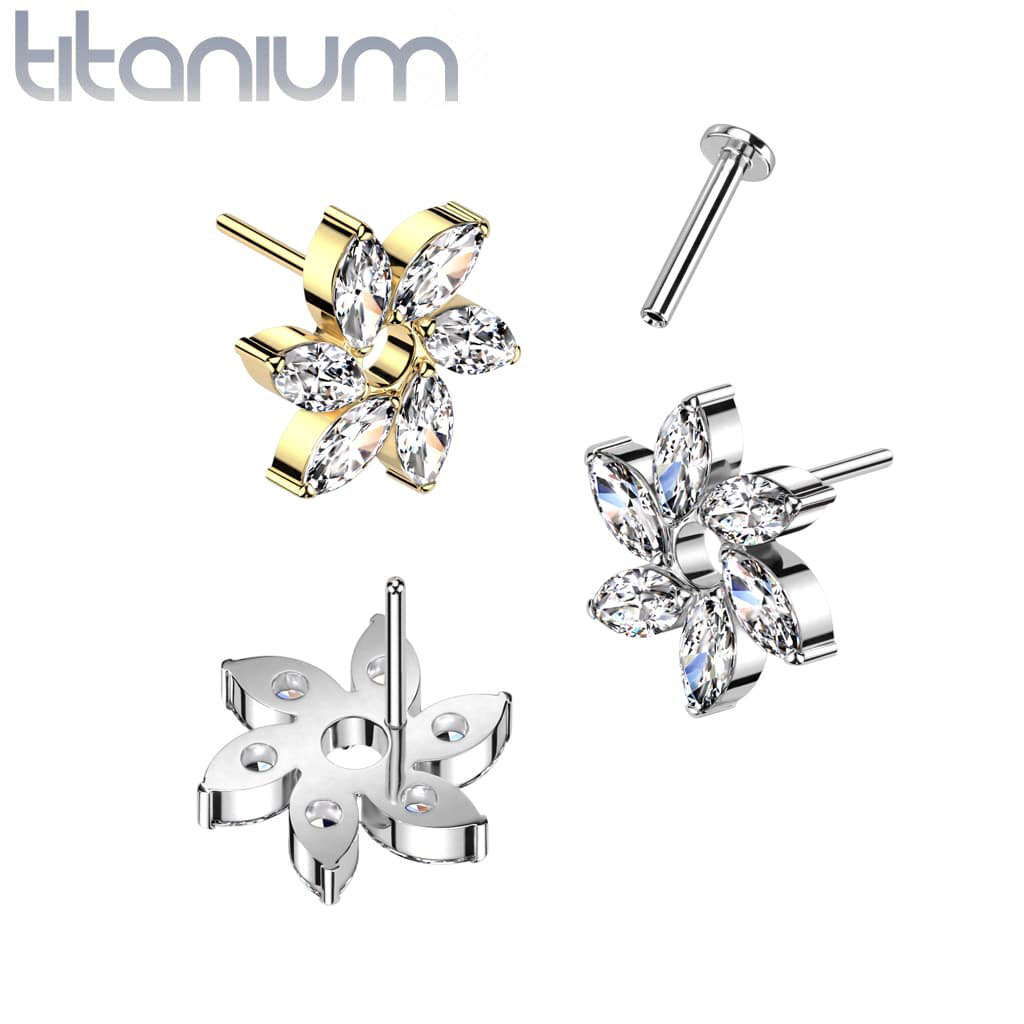 Labret Pinwheels Gem Titanium