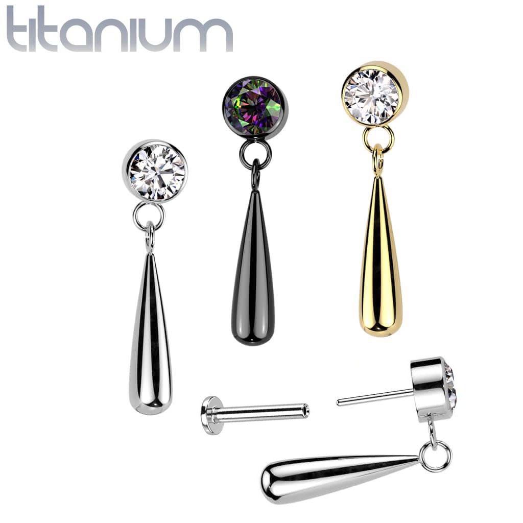 Labret Round Gems Dangles Titanium