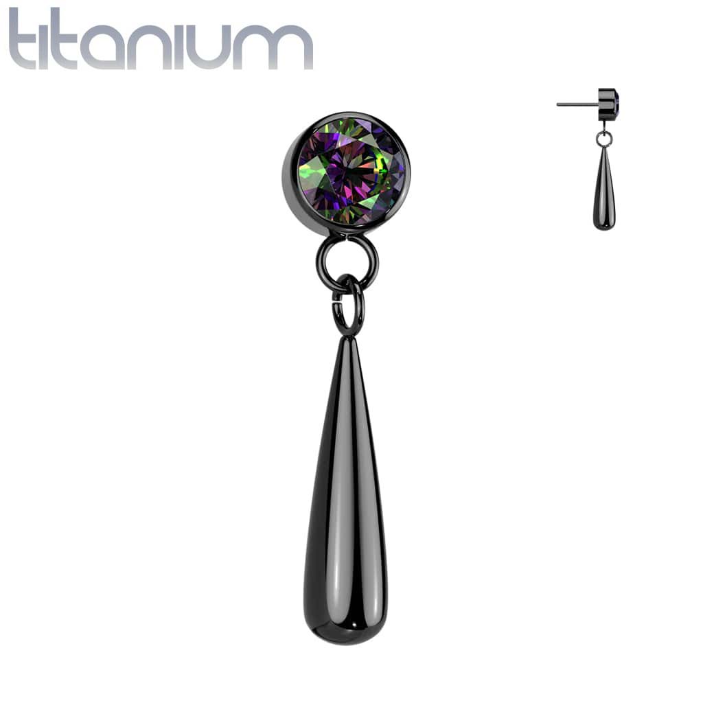 Labret Round Gems Dangles Titanium3