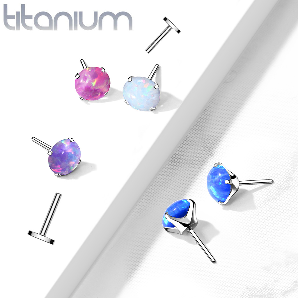 Nose Push Opal Prong Titanium