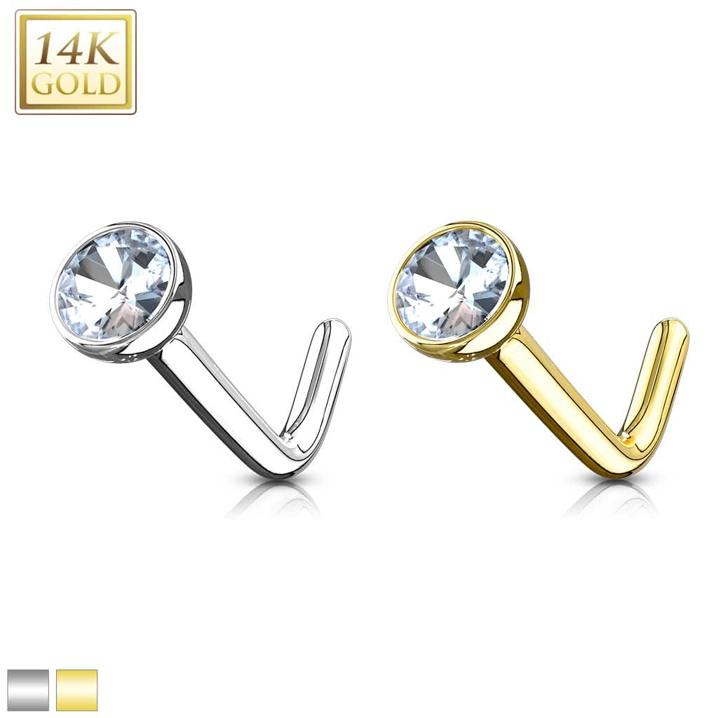 Nose Stud L Gem Gold