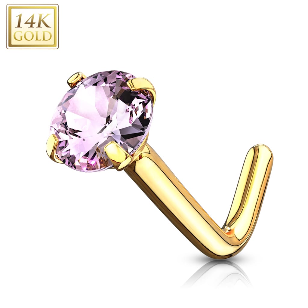 Nose Stud L Prong Gold5