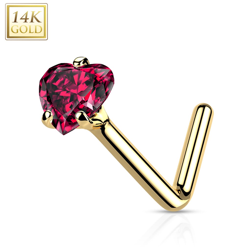 Nose Stud Heart L Gold1